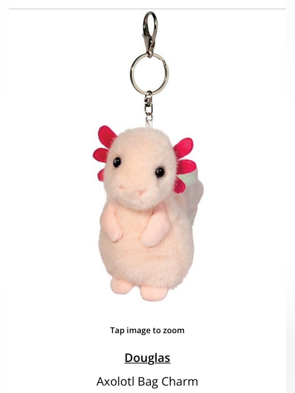 Axolotl Jellycat Plush Dragon Dinosaur Key Chain Charm Pink Plushie NWT